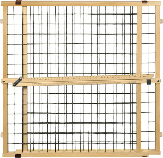 MYPET Wire Mesh Dog Gate: 29.5"-50" Wide, Pressure Mounted with No Tools; Expandable, Durable Pet Gates for Doors and Hallways, 31" Tall, Made with Sustainable Hardwood