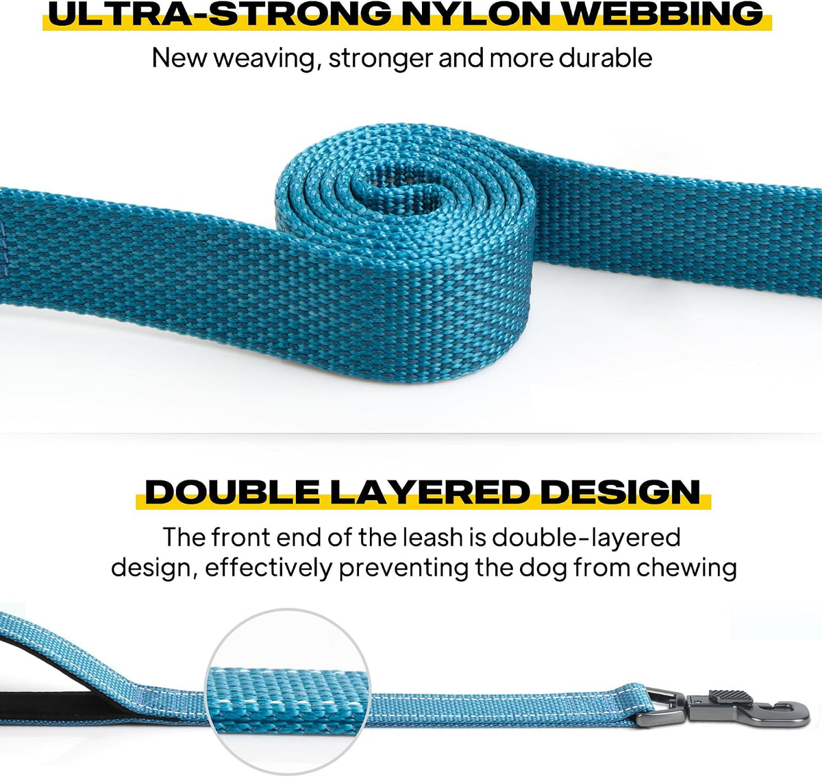 Fida Heavy Duty Dog Leash for Medium Large Dogs, 4 FT, Dual Padded Handles