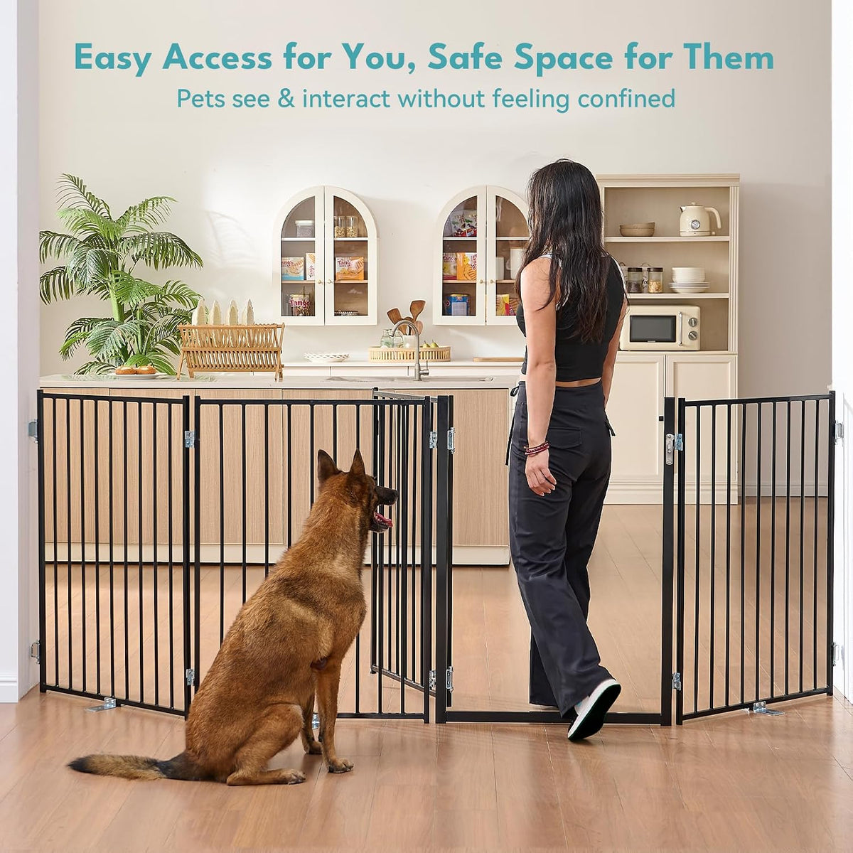 No Pawblems Freestanding Dog Gate with Door for Indoor & Outdoor, 36'' Tall