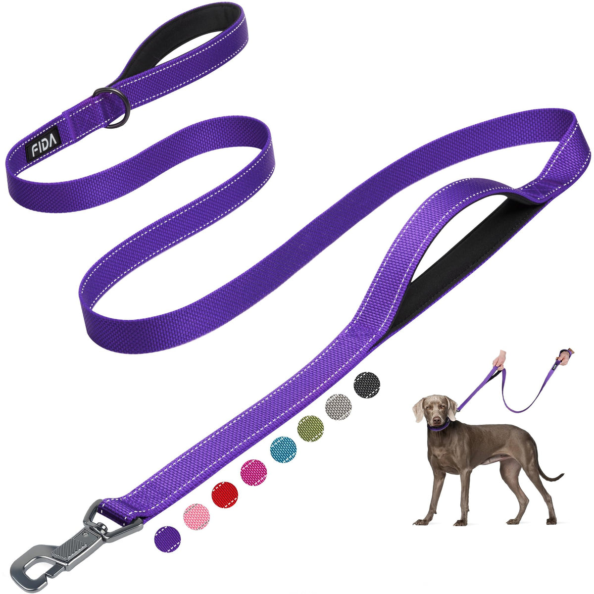 Fida Heavy Duty Dog Leash for Medium Large Dogs, 6 FT, Dual Padded Handles
