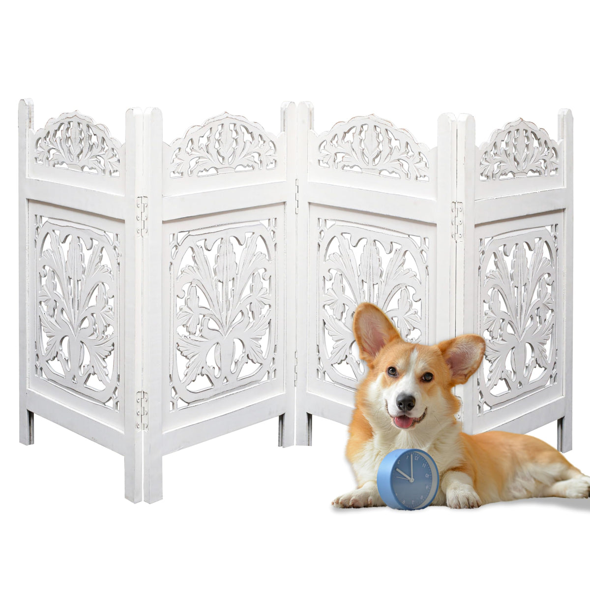Freestanding Wood Pet Gate, 4-Panel, 56x28