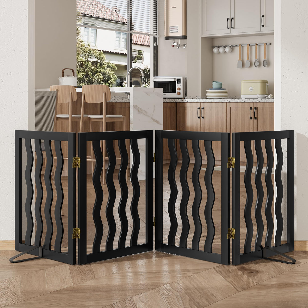 Dog Gate, Wooden Dog Gates for Doorways House and Stairs, Freestanding Pet Gate for Dogs, Puppy Fences Indoor