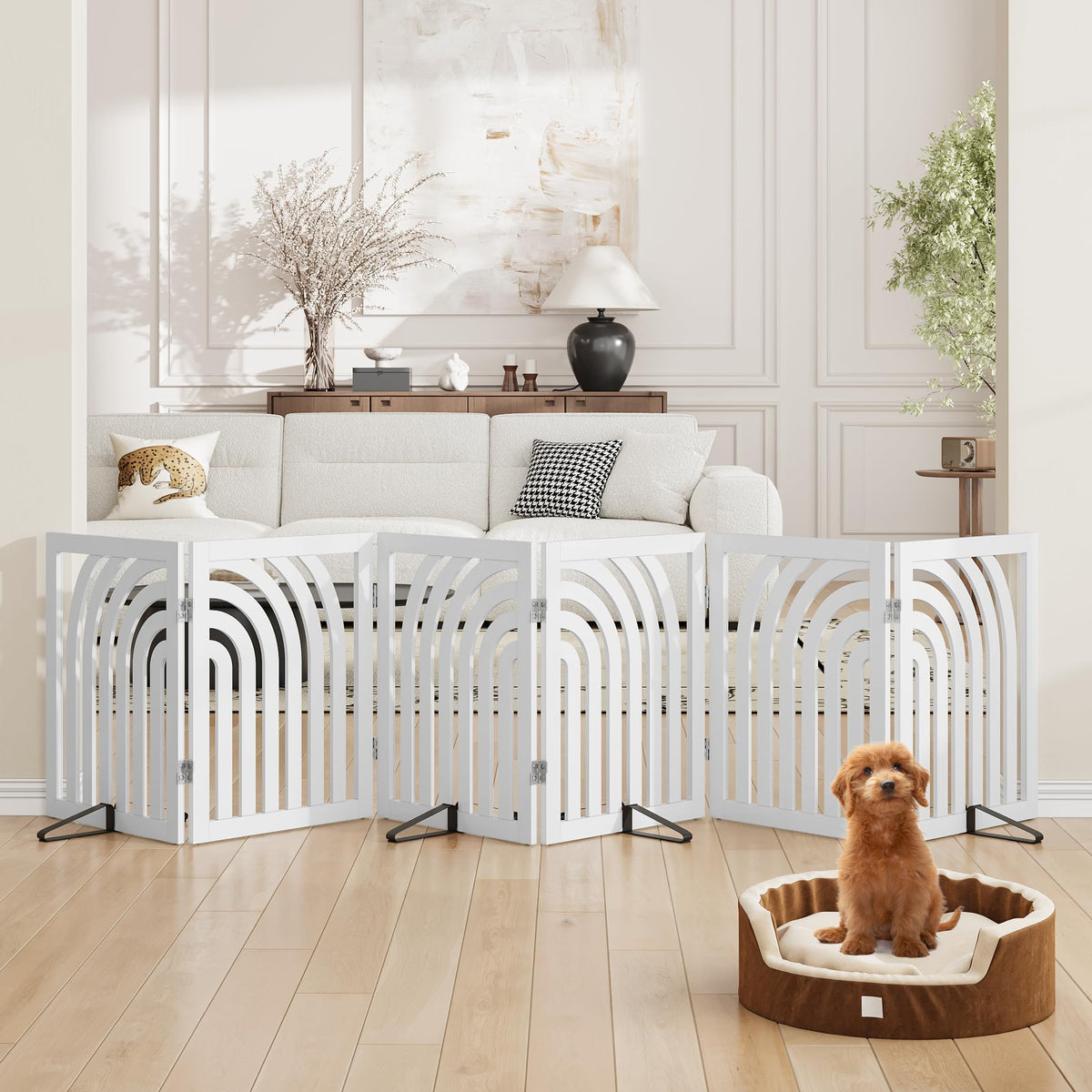 Dog Gate, Wooden Dog Gates for Doorways House and Stairs, Freestanding Pet Gate for Dogs, Puppy Fences Indoor