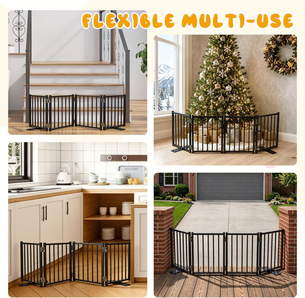 Free Standing Small Dog Gate Indoor, Short Foldable Dog Gate for Stairs