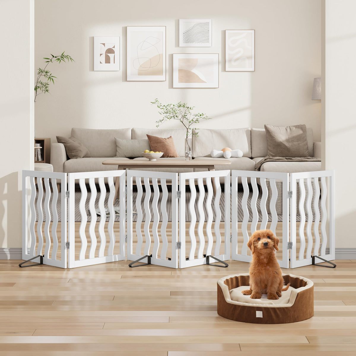 Dog Gate, Wooden Dog Gates for Doorways House and Stairs, Freestanding Pet Gate for Dogs, Puppy Fences Indoor