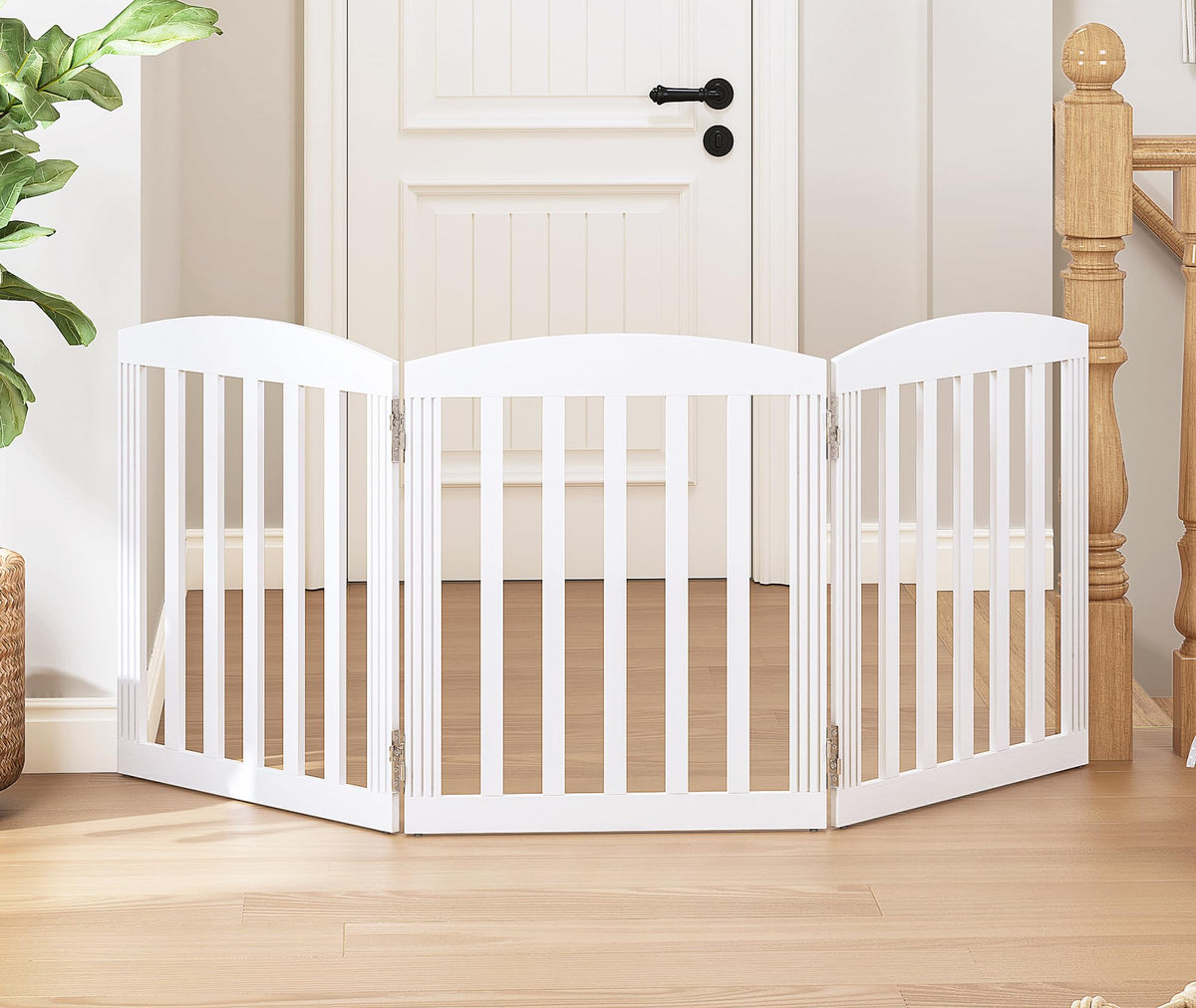 SPIRICH Wooden Freestanding Foldable Dog Gate, 120" Extra Wide 28" Tall