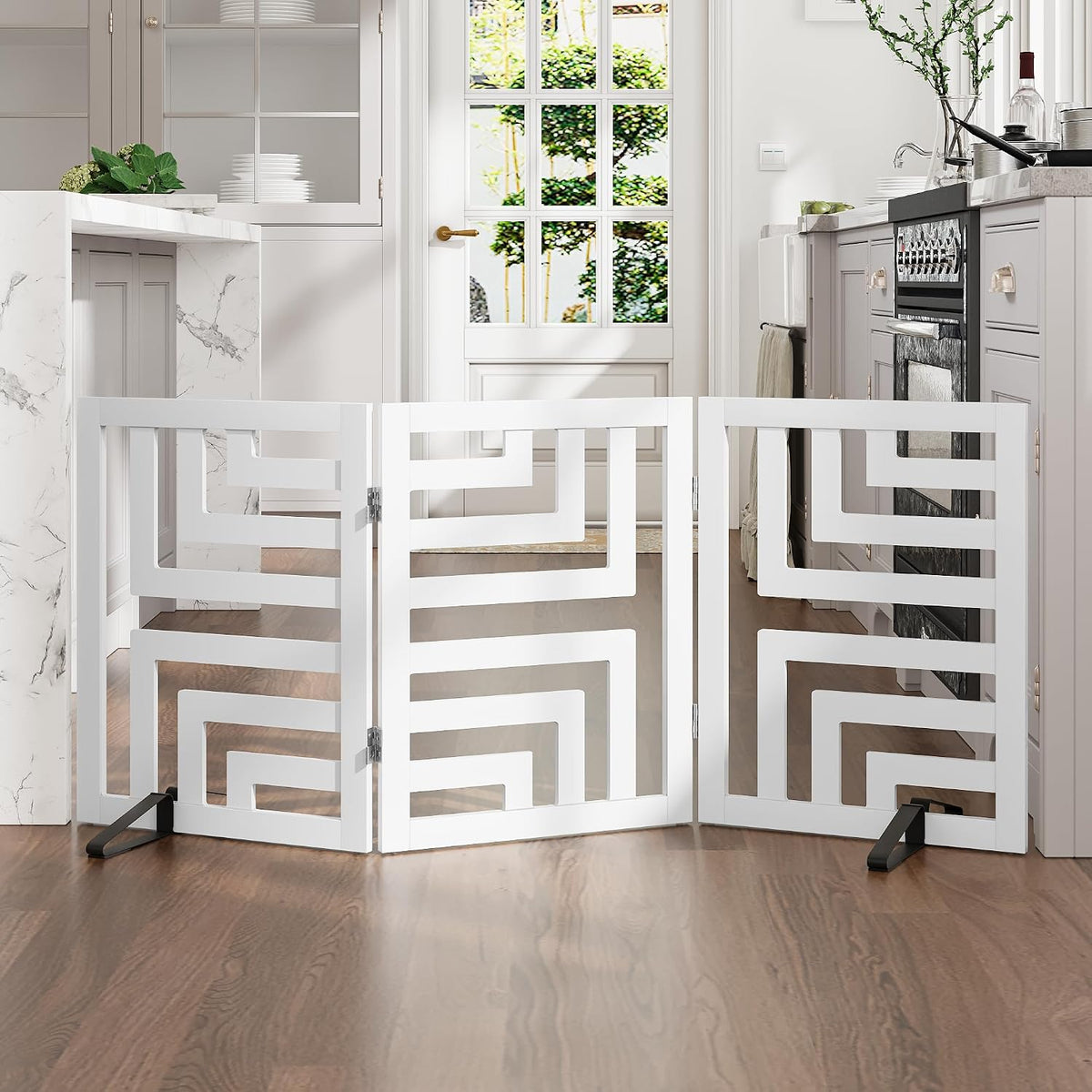 Dog Gate, Wooden Dog Gates for Doorways House and Stairs, Freestanding Pet Gate for Dogs, Puppy Fences Indoor