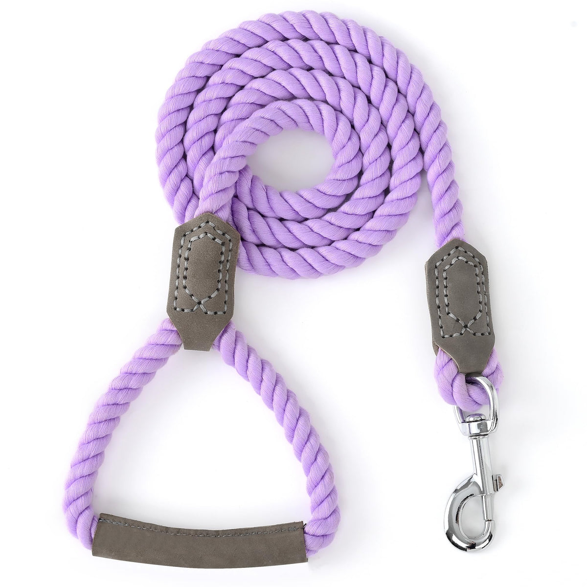 Mile High Life Dog Leash Braided Cotton Rope with Leather-Reinforced Ends