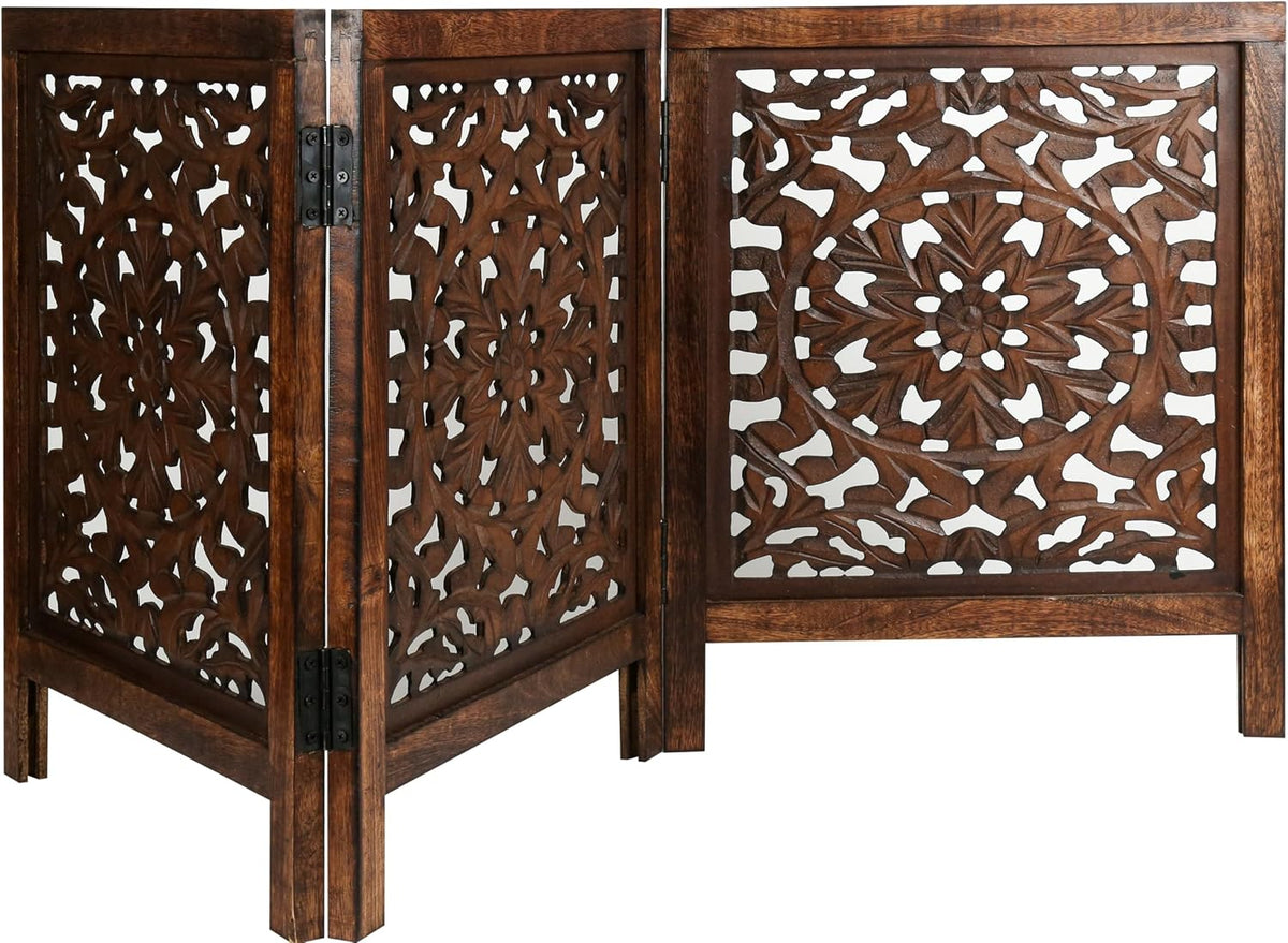 Free Standing Dog gate, Foldable Wooden Pet Gate Indoor 20W x 24H
