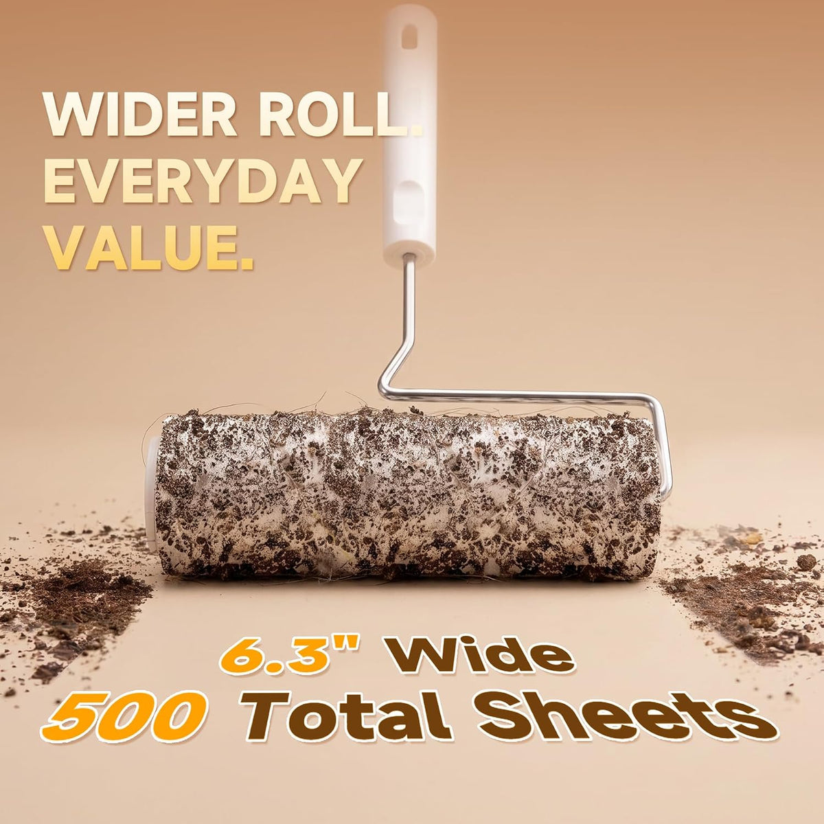 Large Lint Roller for Pet Hair, 6.3 Inch Wide, 500 Sheets