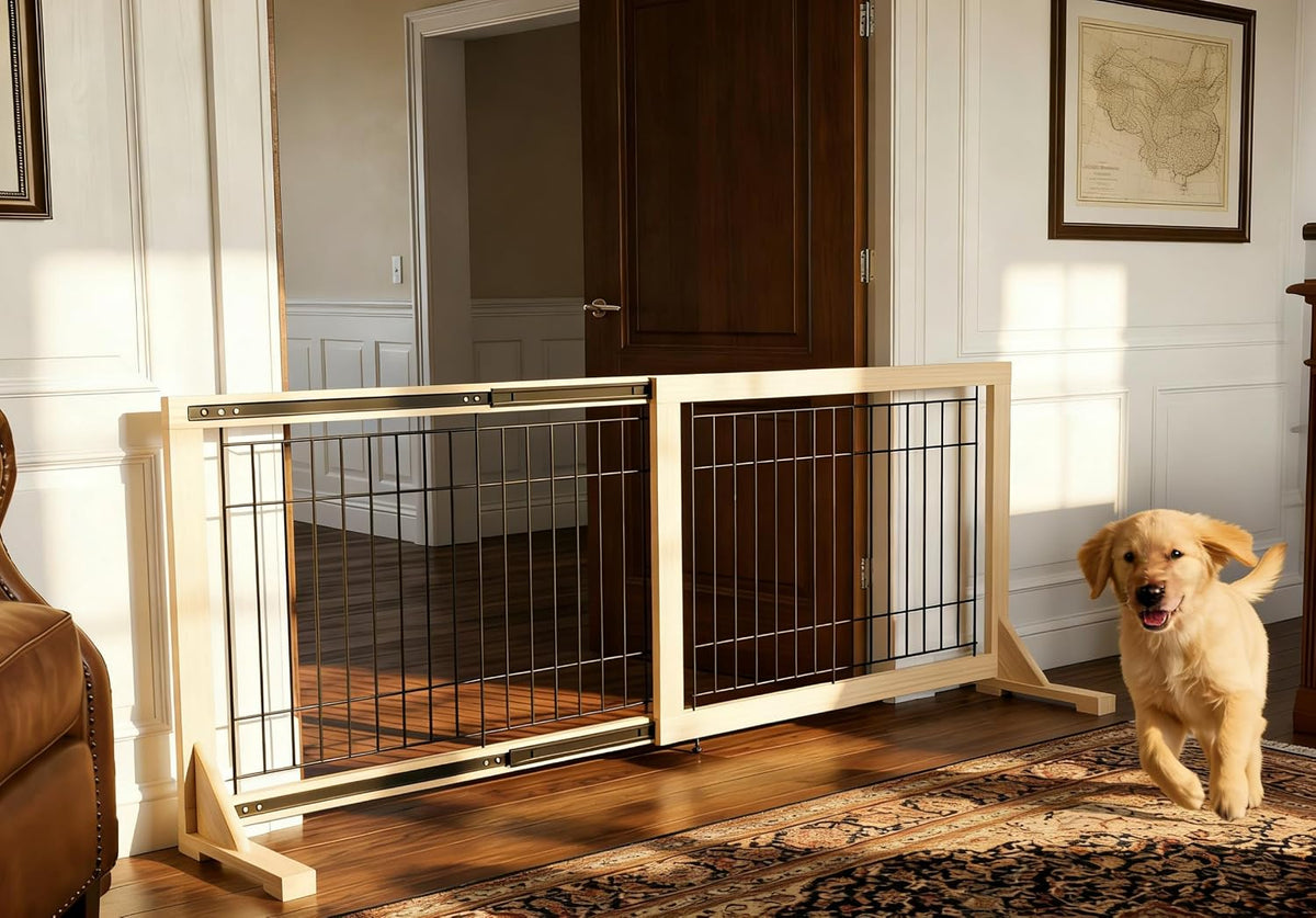 Freestanding Dog Gate Indoor,19.7" Height 23.6"–45.3" Width