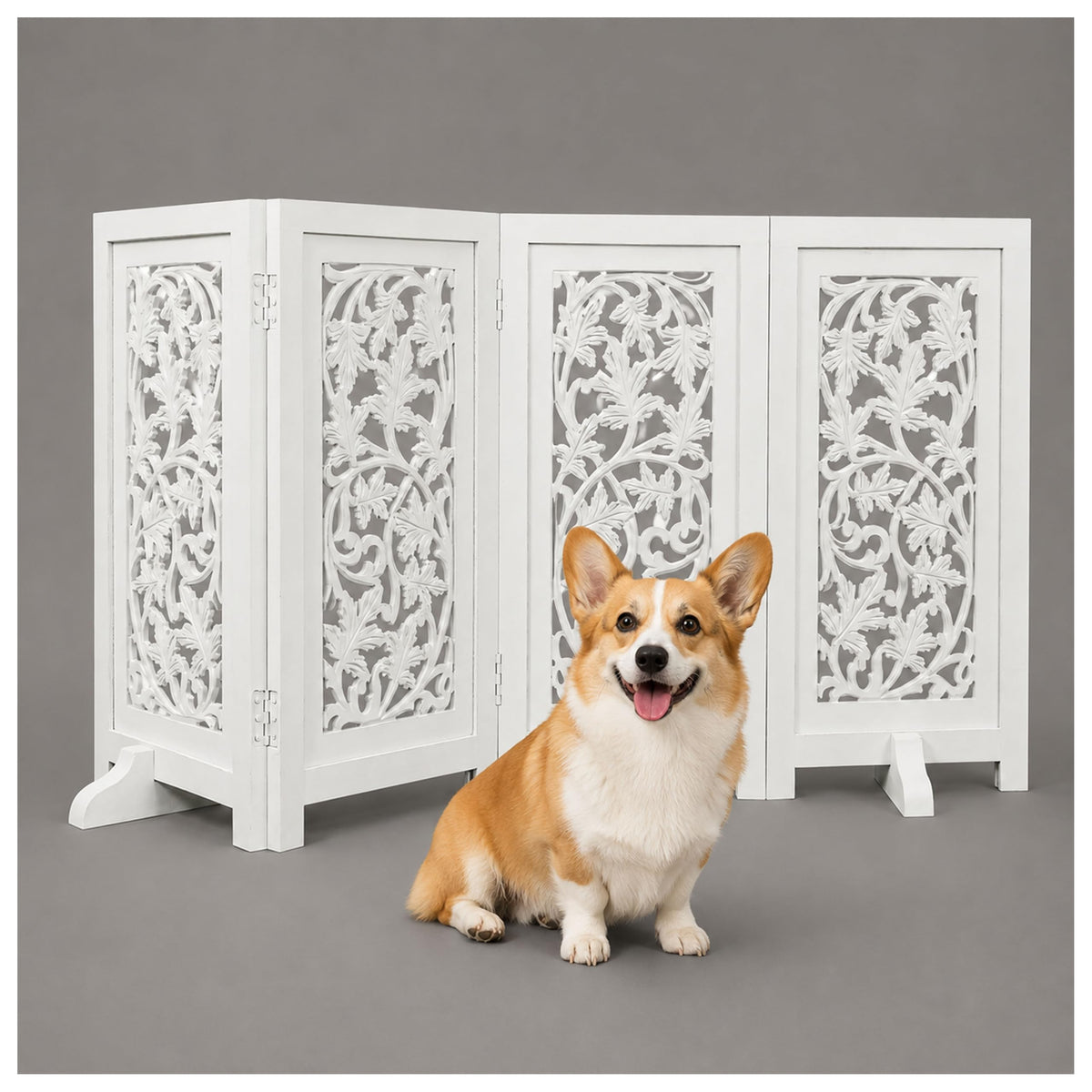 Dog Gate Freestanding 60x24, Burnt Daisy, Folding 3 Panel