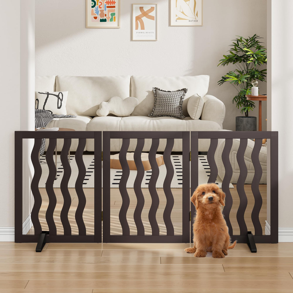 Dog Gate, Wooden Dog Gates for Doorways House and Stairs, Freestanding Pet Gate for Dogs, Puppy Fences Indoor