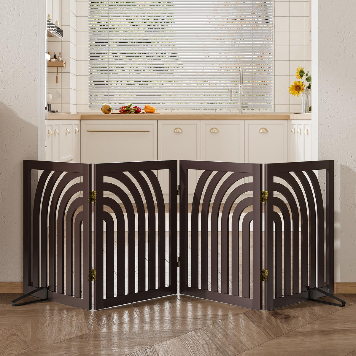 Dog Gate, Wooden Dog Gates for Doorways House and Stairs, Freestanding Pet Gate for Dogs, Puppy Fences Indoor