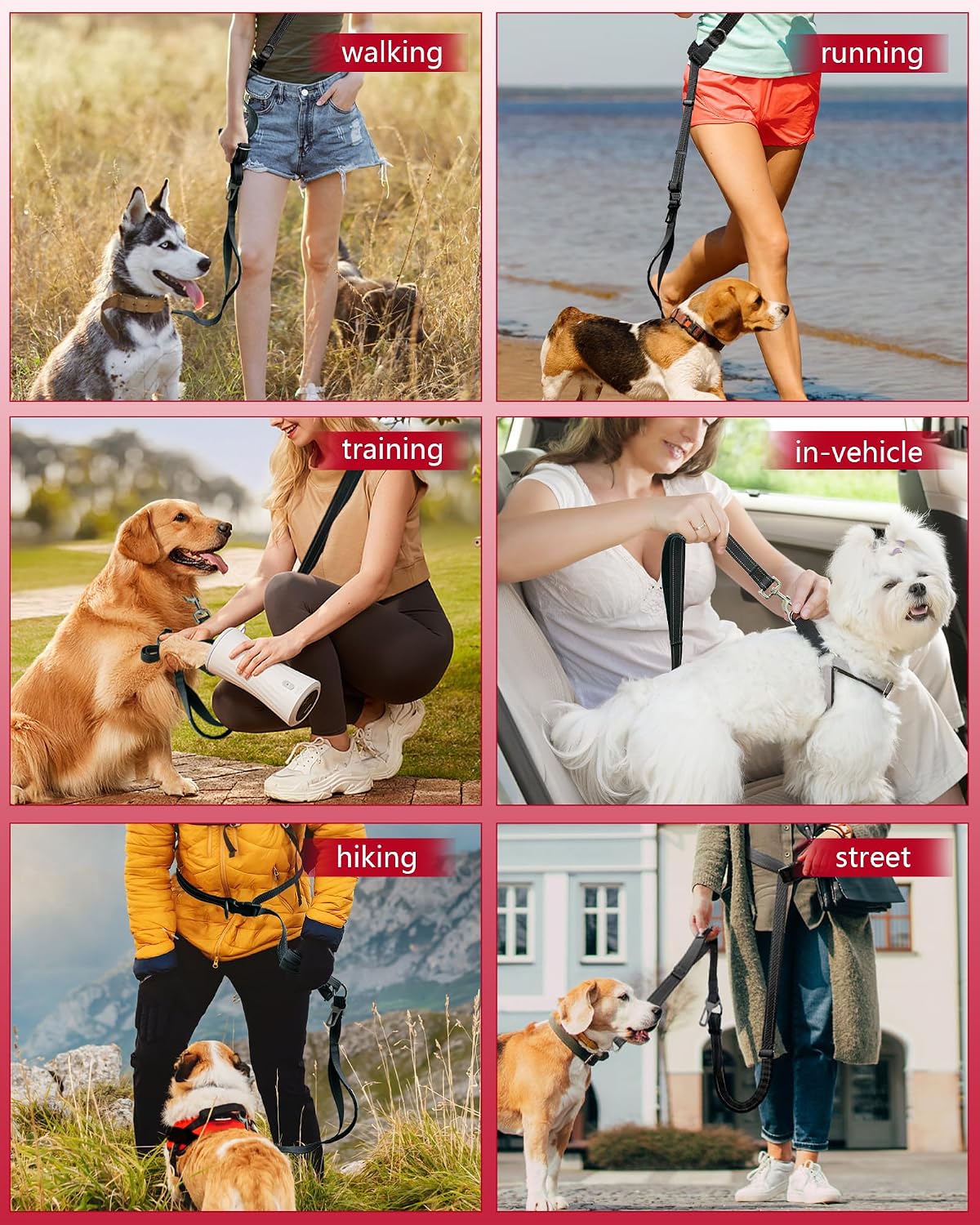 Hands Free Dog Leash, Multifunctional Crossbody Dog Leash