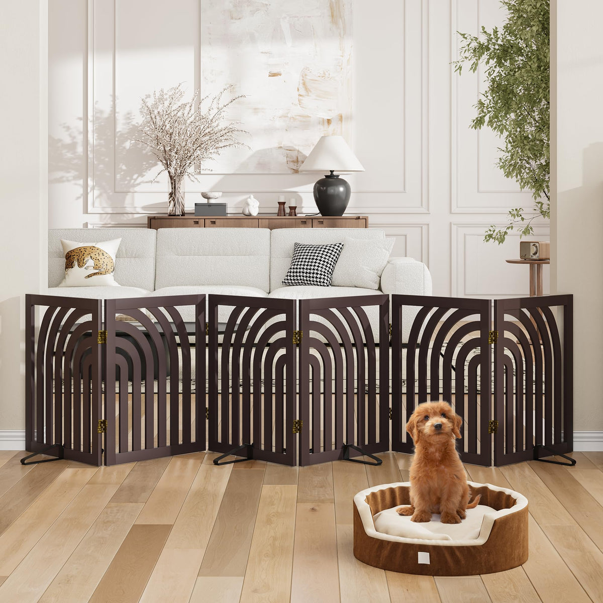 Dog Gate, Wooden Dog Gates for Doorways House and Stairs, Freestanding Pet Gate for Dogs, Puppy Fences Indoor