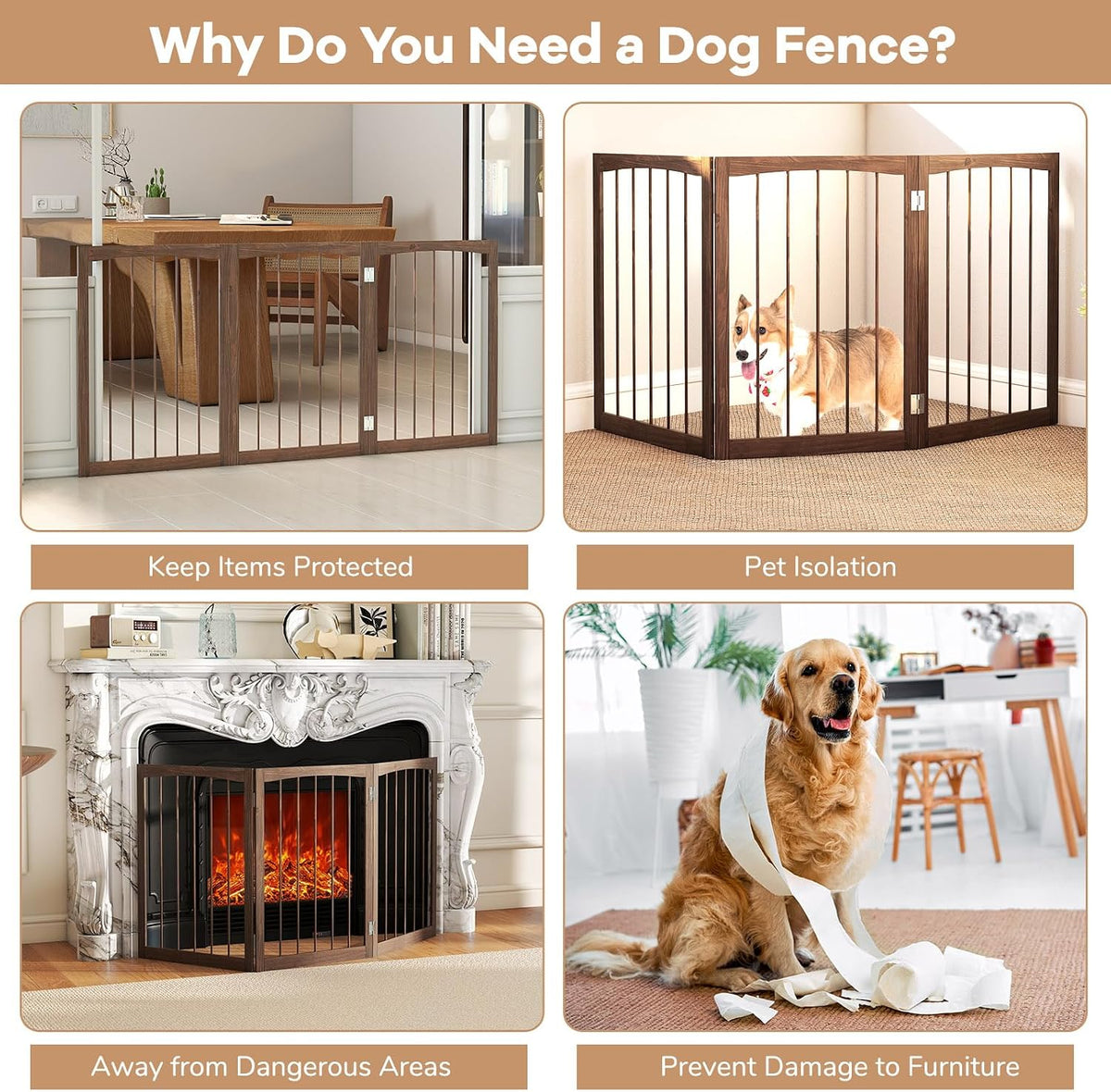 Giantex Freestanding Foldable Dog Gate Indoor, 63" W x 30" H Extra Wide