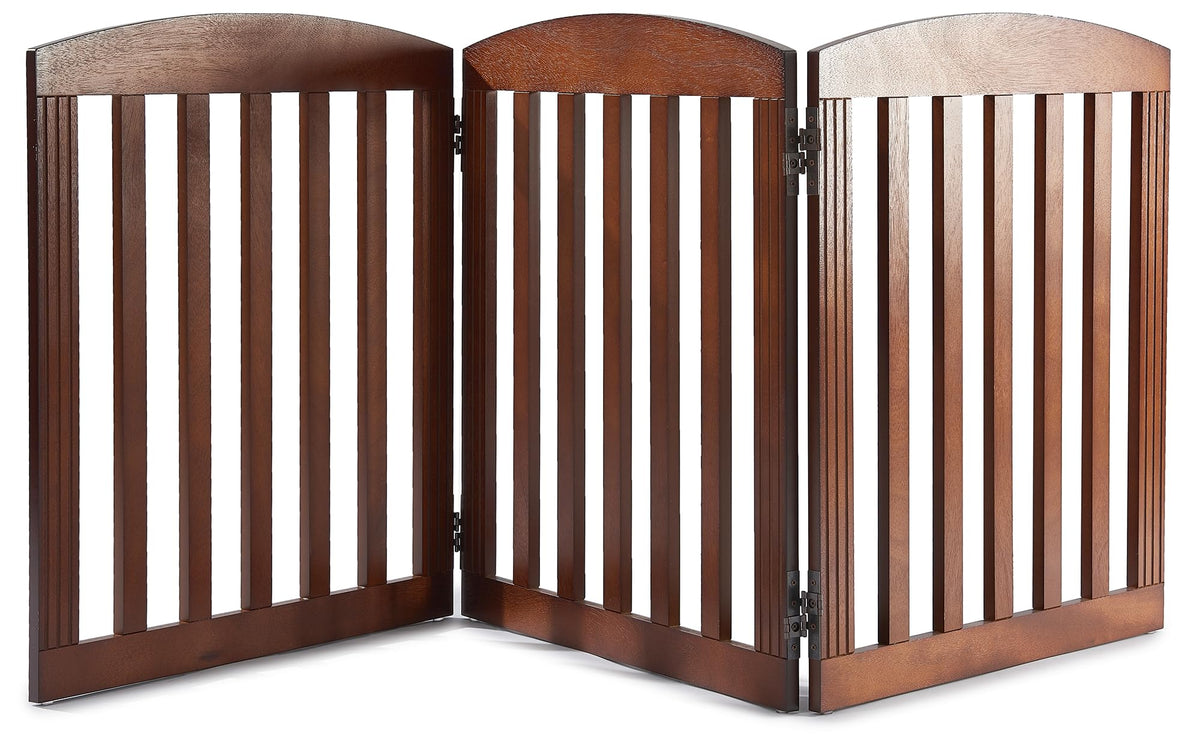SPIRICH Wooden Freestanding Foldable Dog Gate, 120" Extra Wide 28" Tall