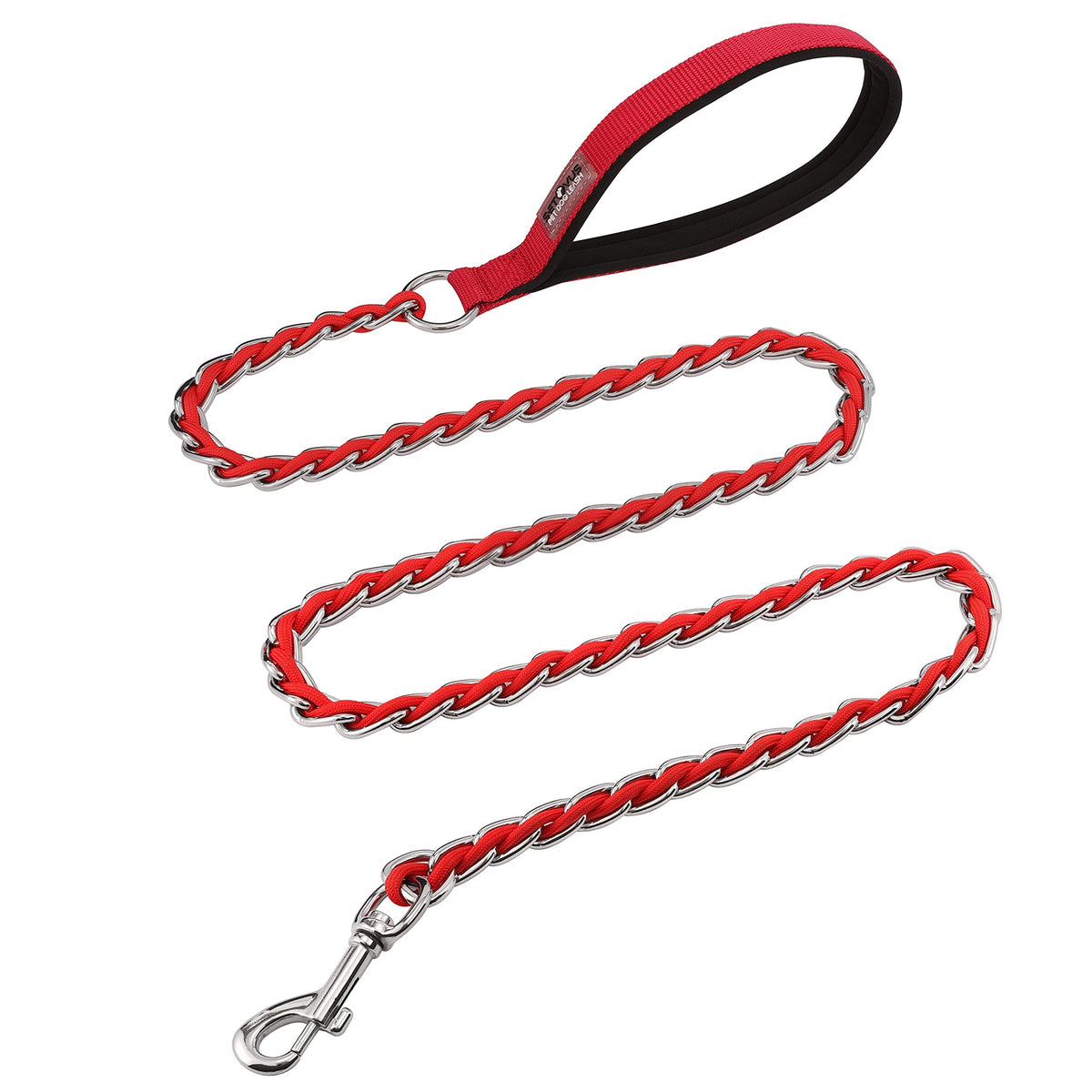 Chain Dog Leash, Bite-Proof Metal Leash, with Padded Handle，Black