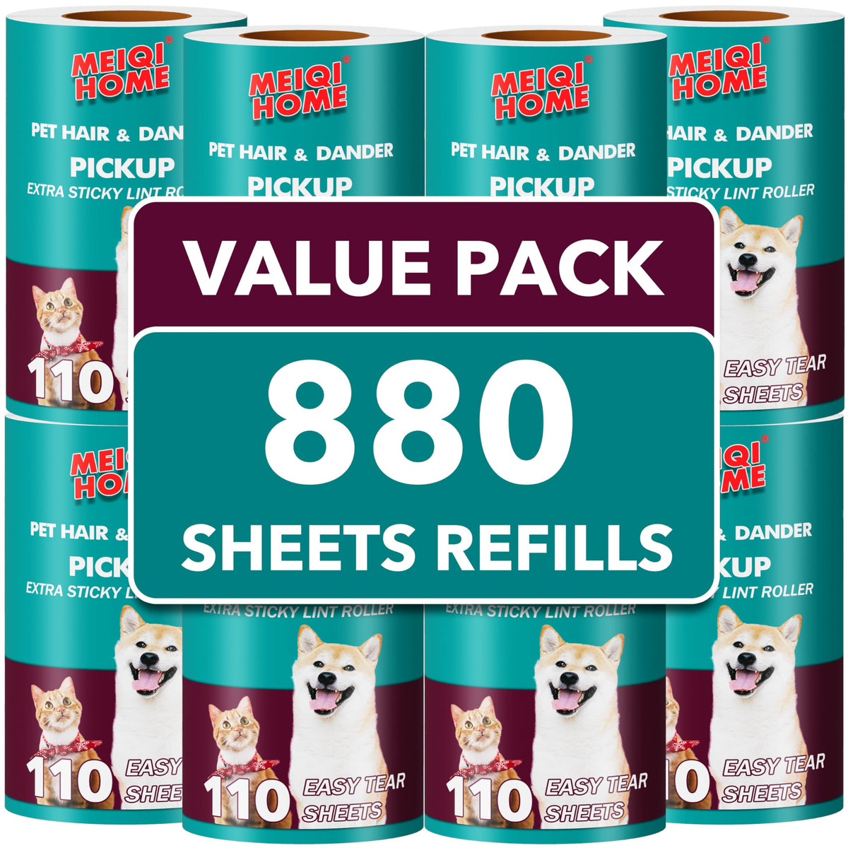 Lint Rollers for Pet Hair Extra Sticky, 555 Sheets Mega Value Set Lint Roller with 5 Upgraded Handles, 5 Rollers Portable Pet Lint Remover for Clothes, Furniture, Carpet, Dog & Cat Hair Removal