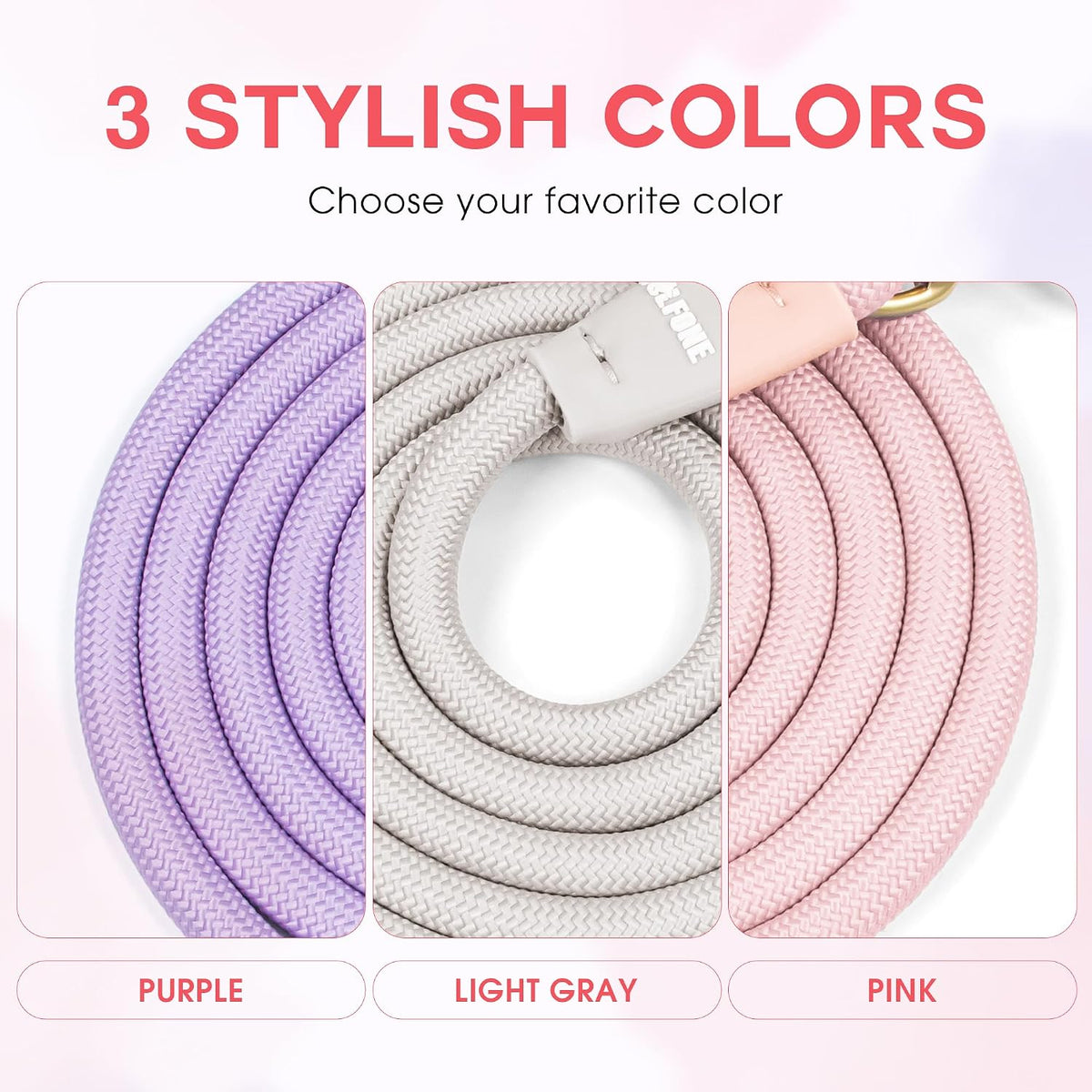 7FT Heavy Duty Dog Tie Out Rope Nylon Leash tethering Rope Pink