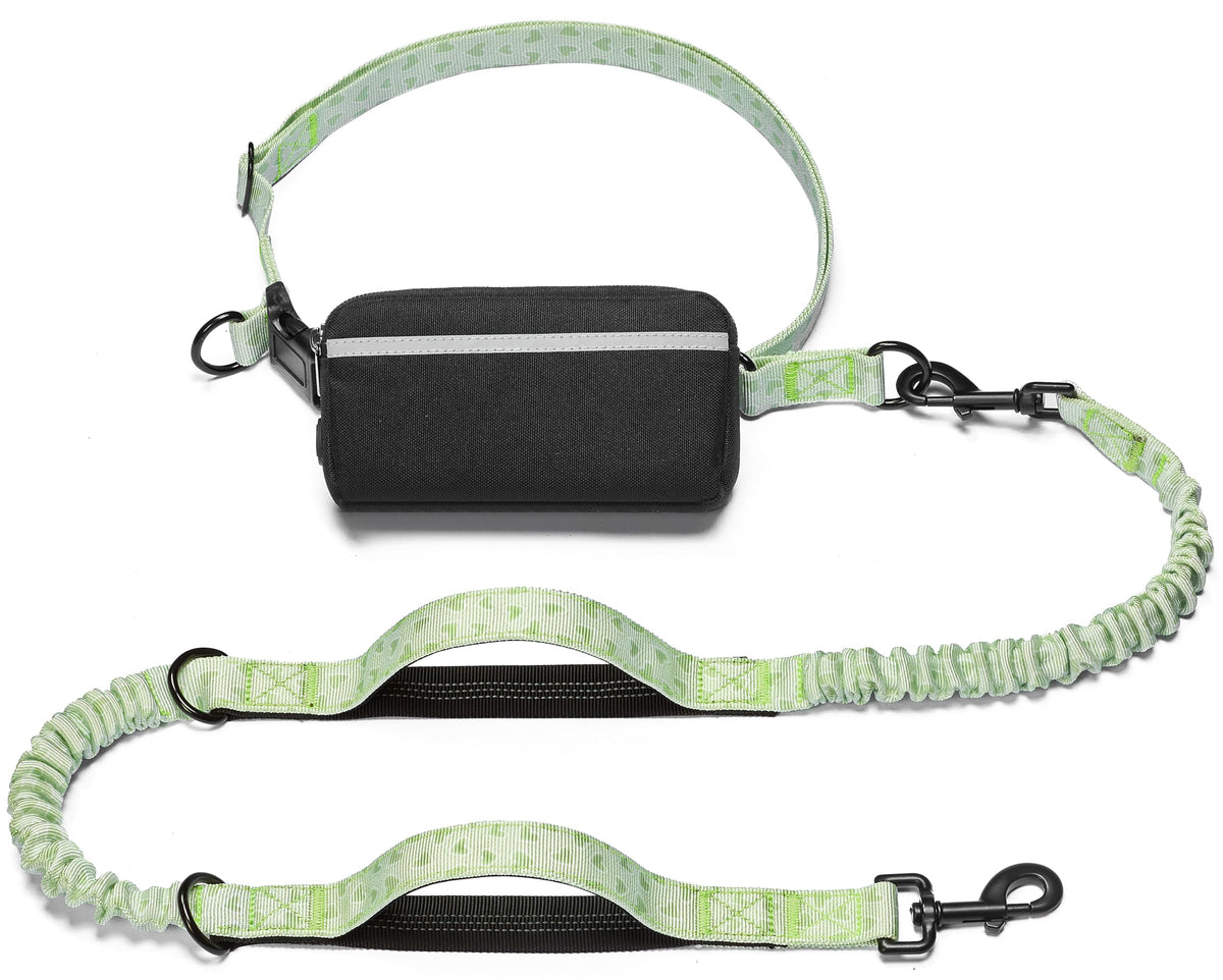 iYoShop Hands Free Dog Leash with Zipper Pouch, Large, Military Green