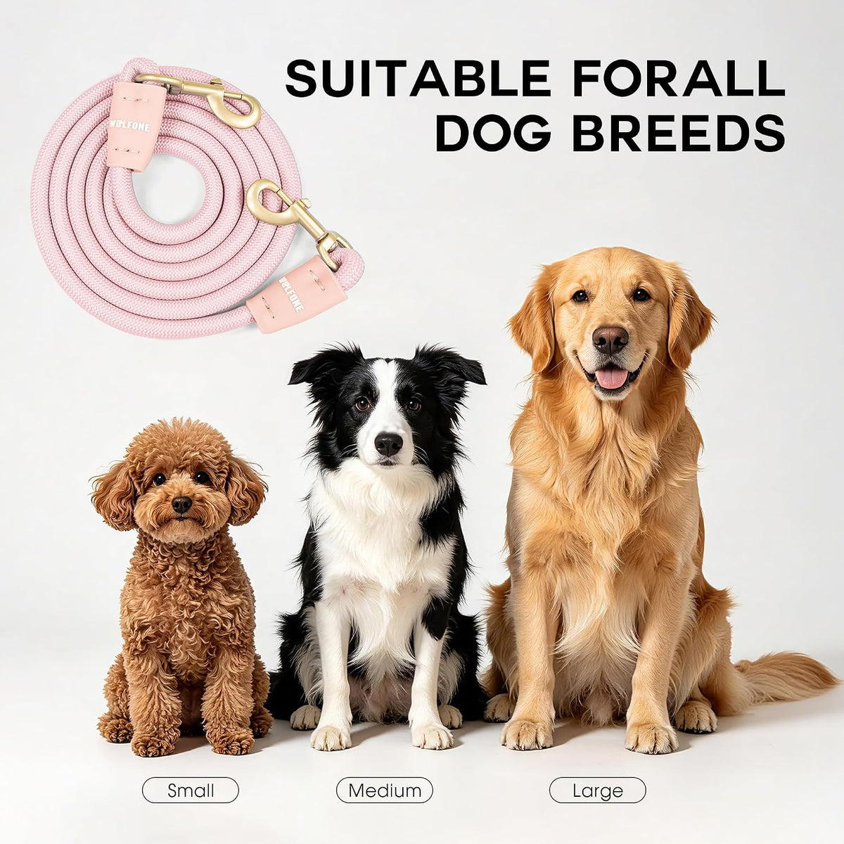 7FT Heavy Duty Dog Tie Out Rope Nylon Leash tethering Rope Pink