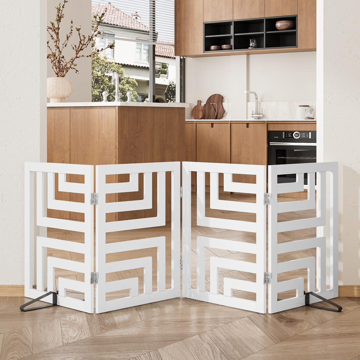 Dog Gate, Wooden Dog Gates for Doorways House and Stairs, Freestanding Pet Gate for Dogs, Puppy Fences Indoor