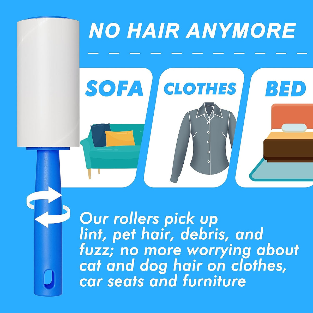 800 Sheets Lint Rollers for Pet Hair Extra Sticky, 4 Handles, 8 Rollers