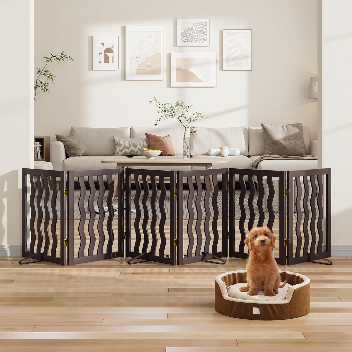 Dog Gate, Wooden Dog Gates for Doorways House and Stairs, Freestanding Pet Gate for Dogs, Puppy Fences Indoor