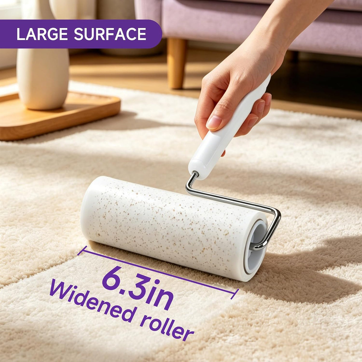Extra Sticky Lint Roller, 6.3 Inch Wide Heavy Duty Pet Hair Remover