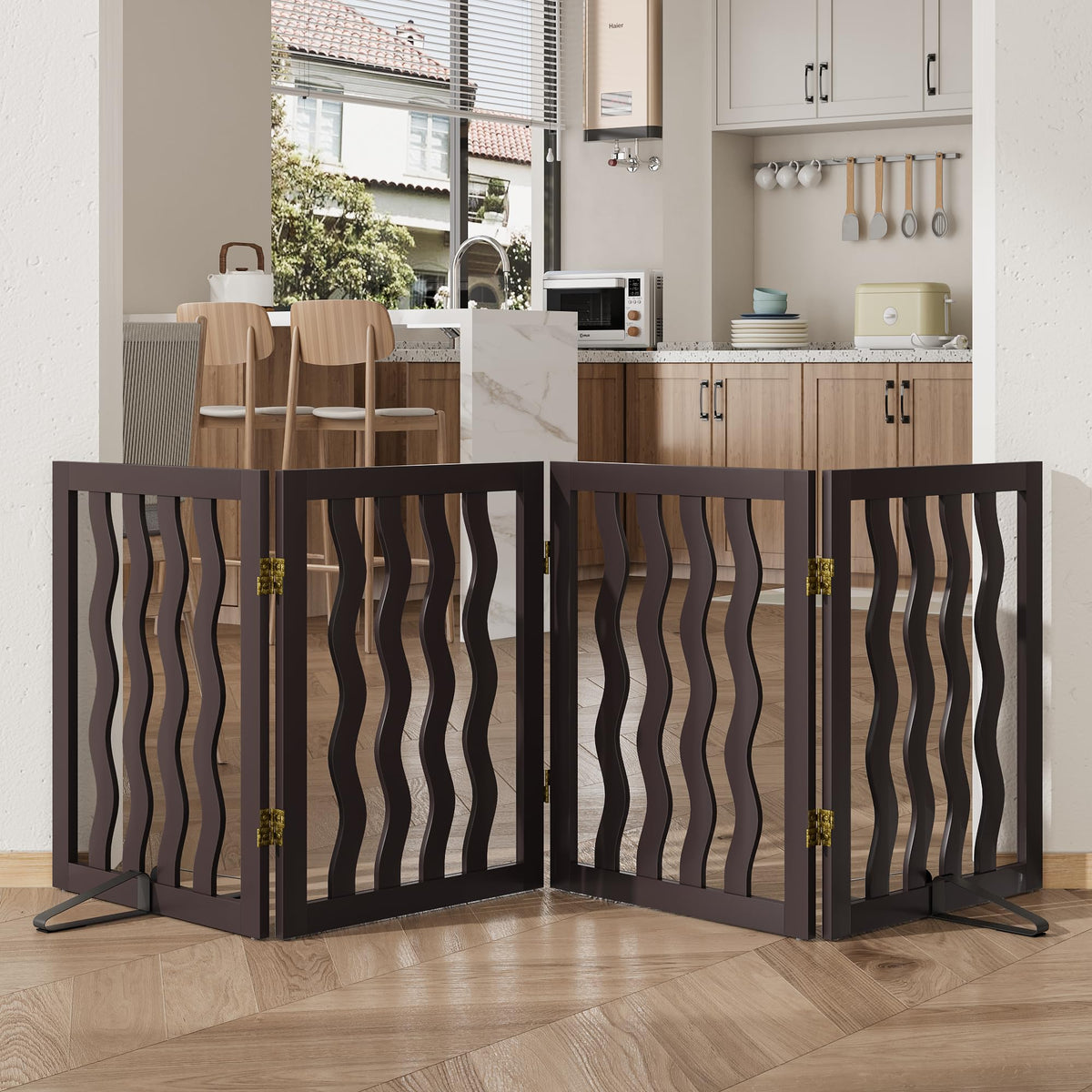 Dog Gate, Wooden Dog Gates for Doorways House and Stairs, Freestanding Pet Gate for Dogs, Puppy Fences Indoor