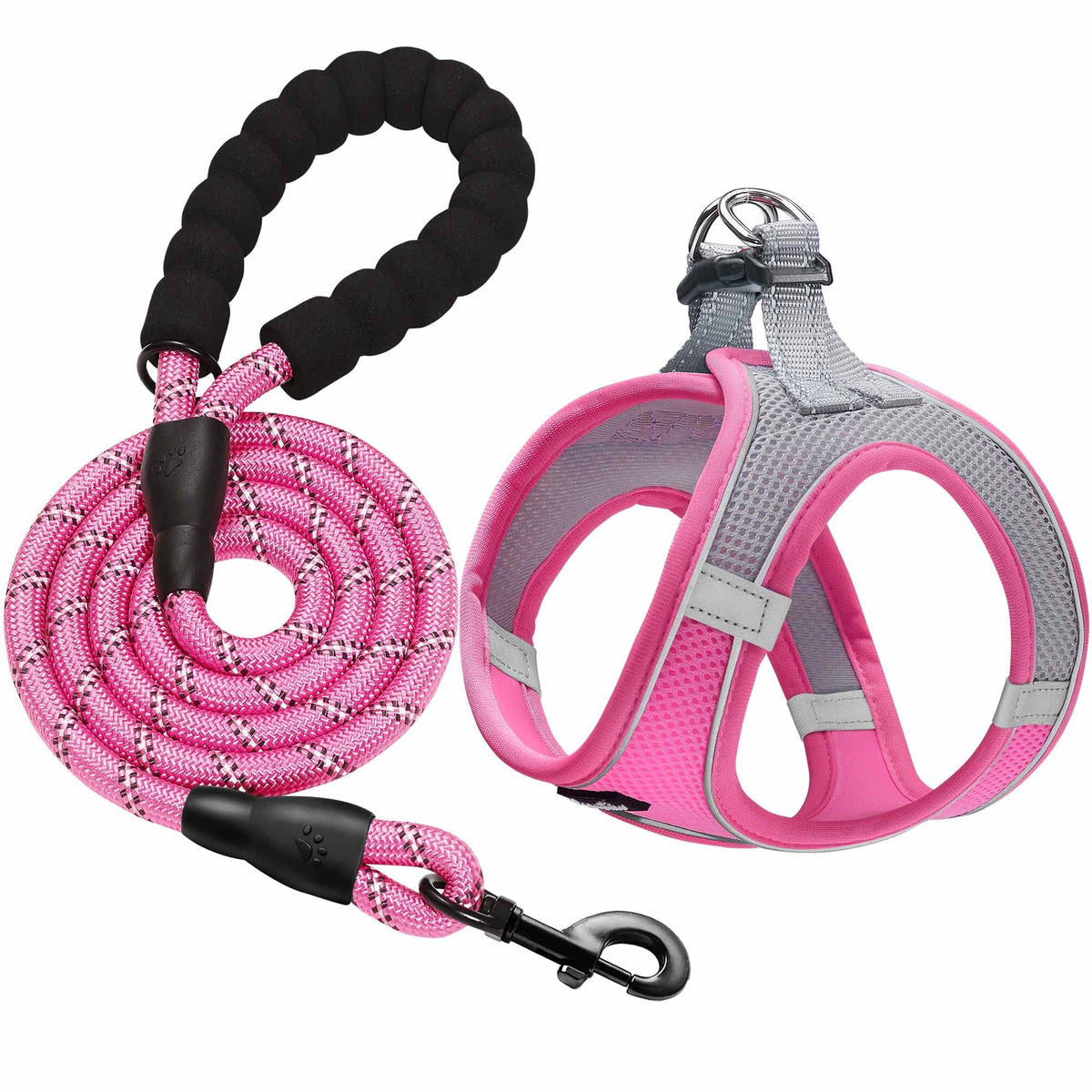 haapaw Dog Harness with Leash Set, No Pull Adjustable Reflective Step-in Puppy Harness with Thickened Padded Vest for Extra-Small/Small Medium Dogs