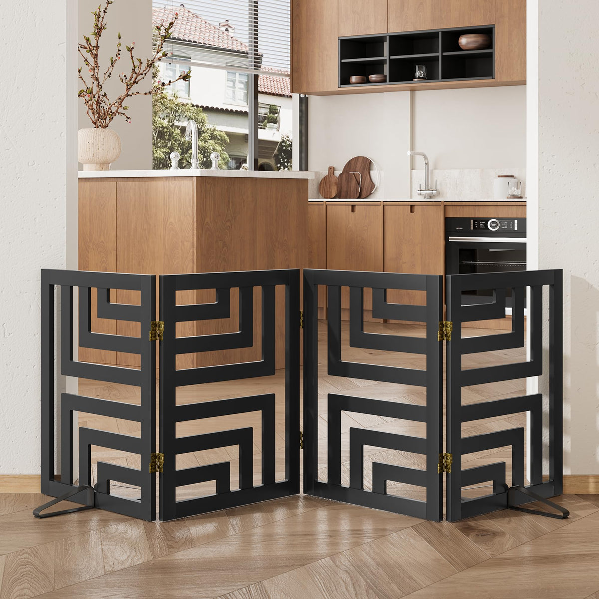 Dog Gate, Wooden Dog Gates for Doorways House and Stairs, Freestanding Pet Gate for Dogs, Puppy Fences Indoor