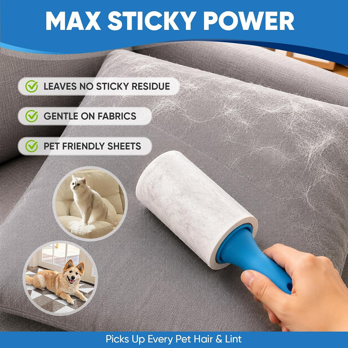 1200 Sheets Lint Roller for Pet Hair, Lint Remover Extra Sticky