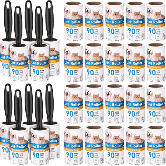 FoldTier 2700 Sheets Lint Rollers for Pet Hair Extra Sticky Portable Lint Remover Brush Roller with 10 Handles 30 Refills Pet Hair Remover for Couch, Clothes Furniture and Carpet Dog Cat