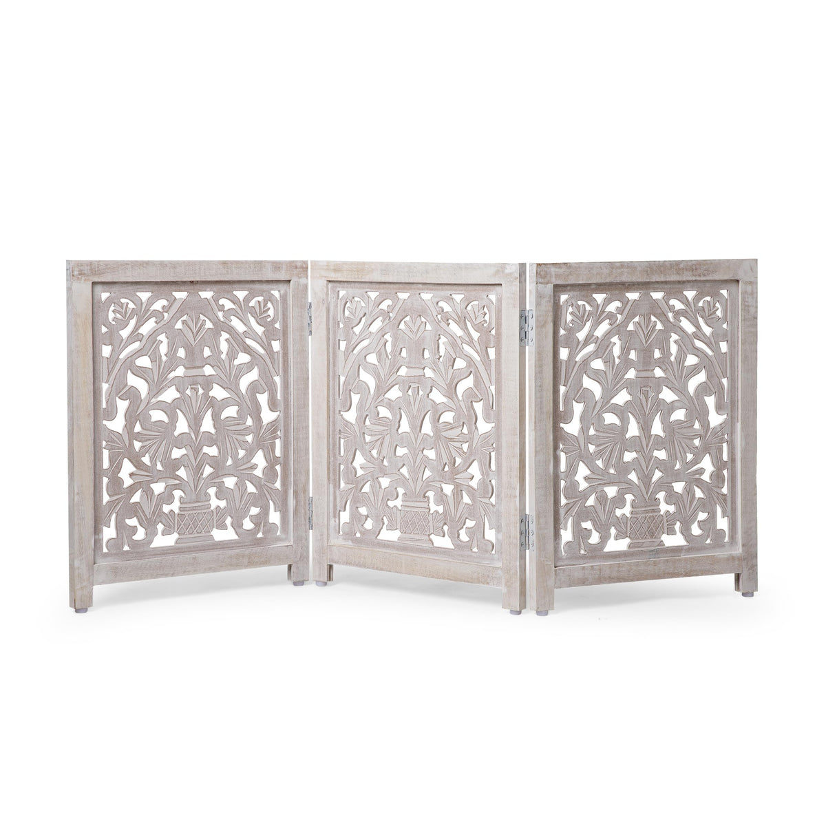 Homebia Wooden Pet Gate – Foldable 4 Panel Dog Barrier, Antique Burnt