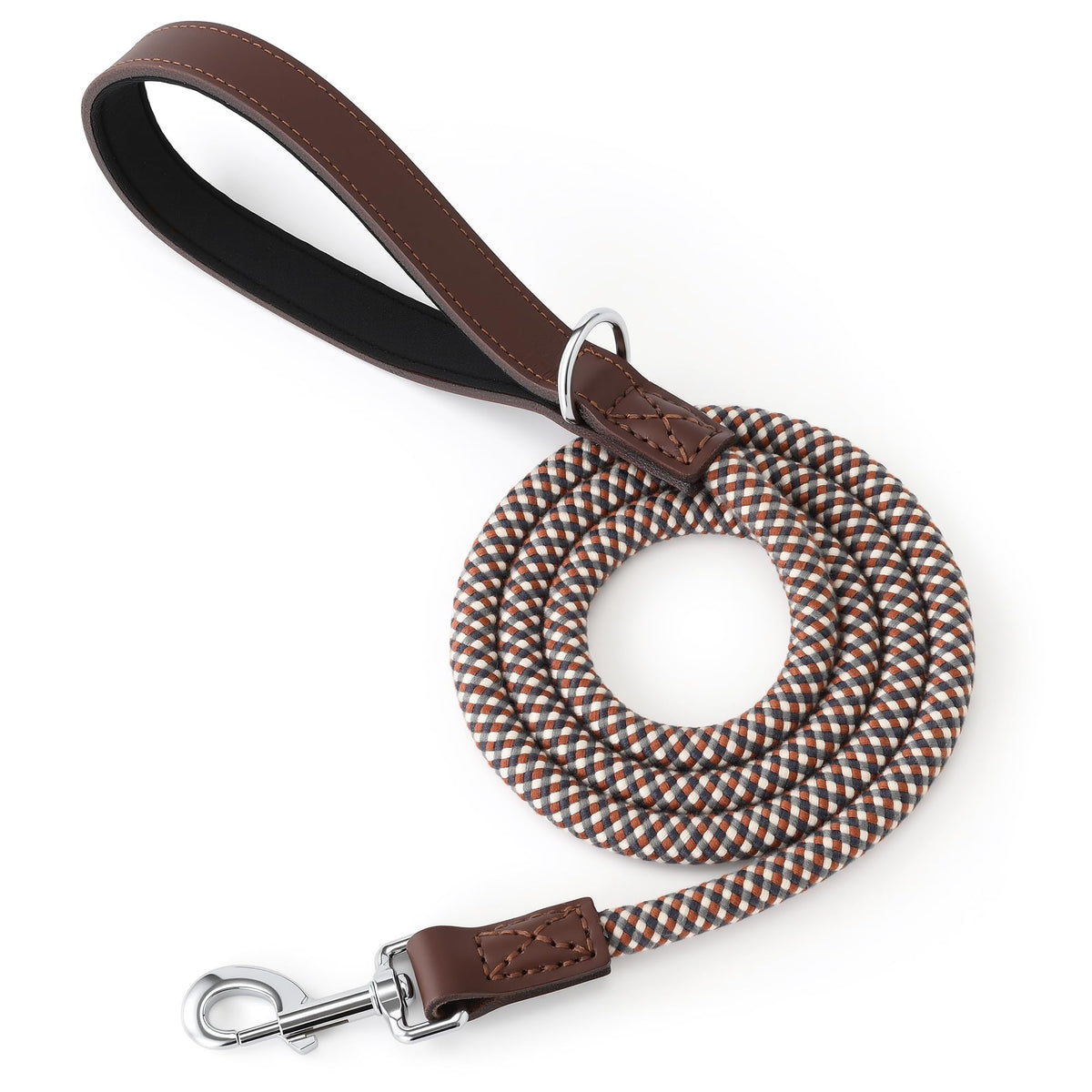Mile High Life Dog Leash with Genuine Leather-Wrapped Ends, 4/5/6FT