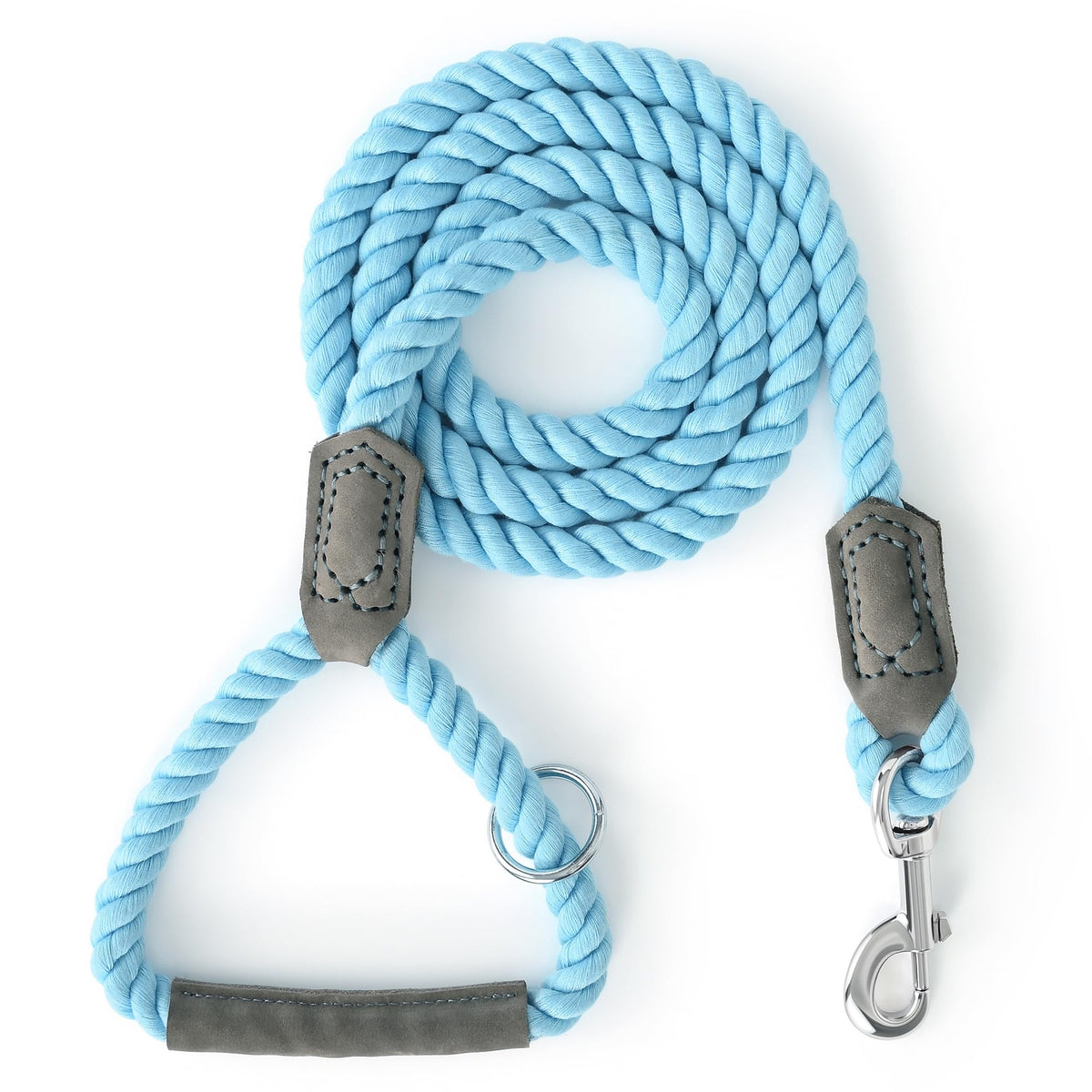 Mile High Life Dog Leash Braided Cotton Rope with Leather-Reinforced Ends