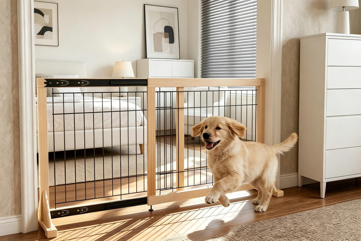 Freestanding Dog Gate Indoor,19.7" Height 23.6"–45.3" Width