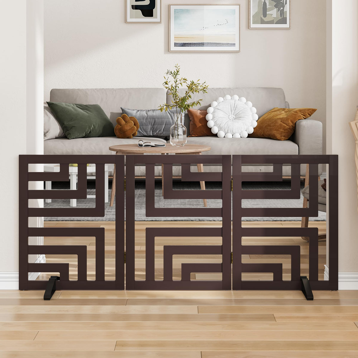 Dog Gate, Wooden Dog Gates for Doorways House and Stairs, Freestanding Pet Gate for Dogs, Puppy Fences Indoor