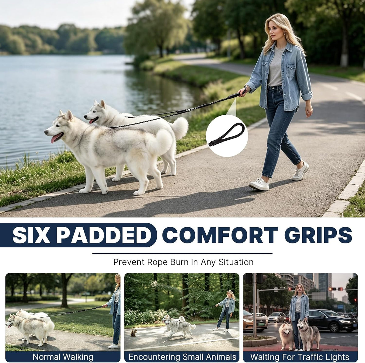 Pieviev Double Dog Leash for 2 Medium&Large Dogs, Longer Coupler, No Tangle