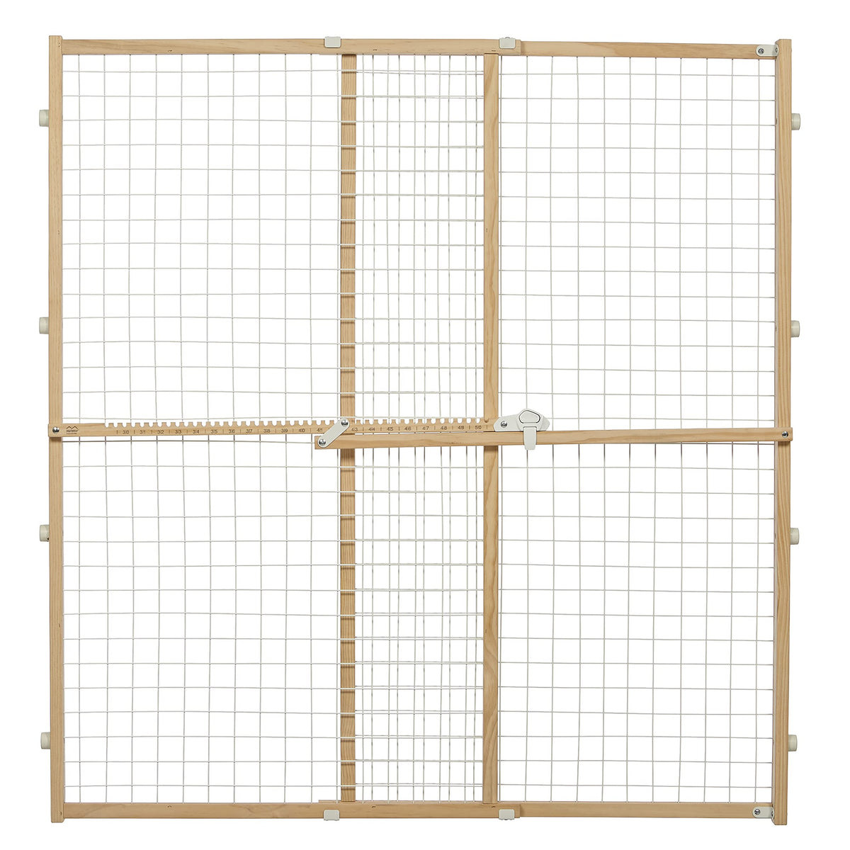 MidWest Homes for Pets Wire Mesh Pet Safety Gate, Dog Gate Expands From 29 - 50 Inches Wide, 44 Inches Tall, Wood, Powder Coated Wire