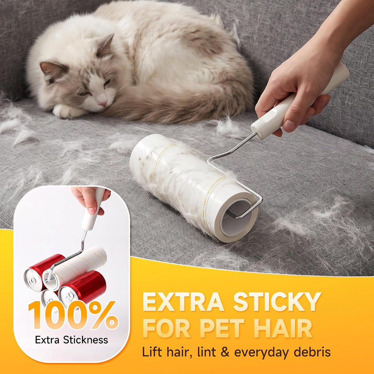 Large Lint Roller for Pet Hair, 6.3 Inch Wide, 500 Sheets
