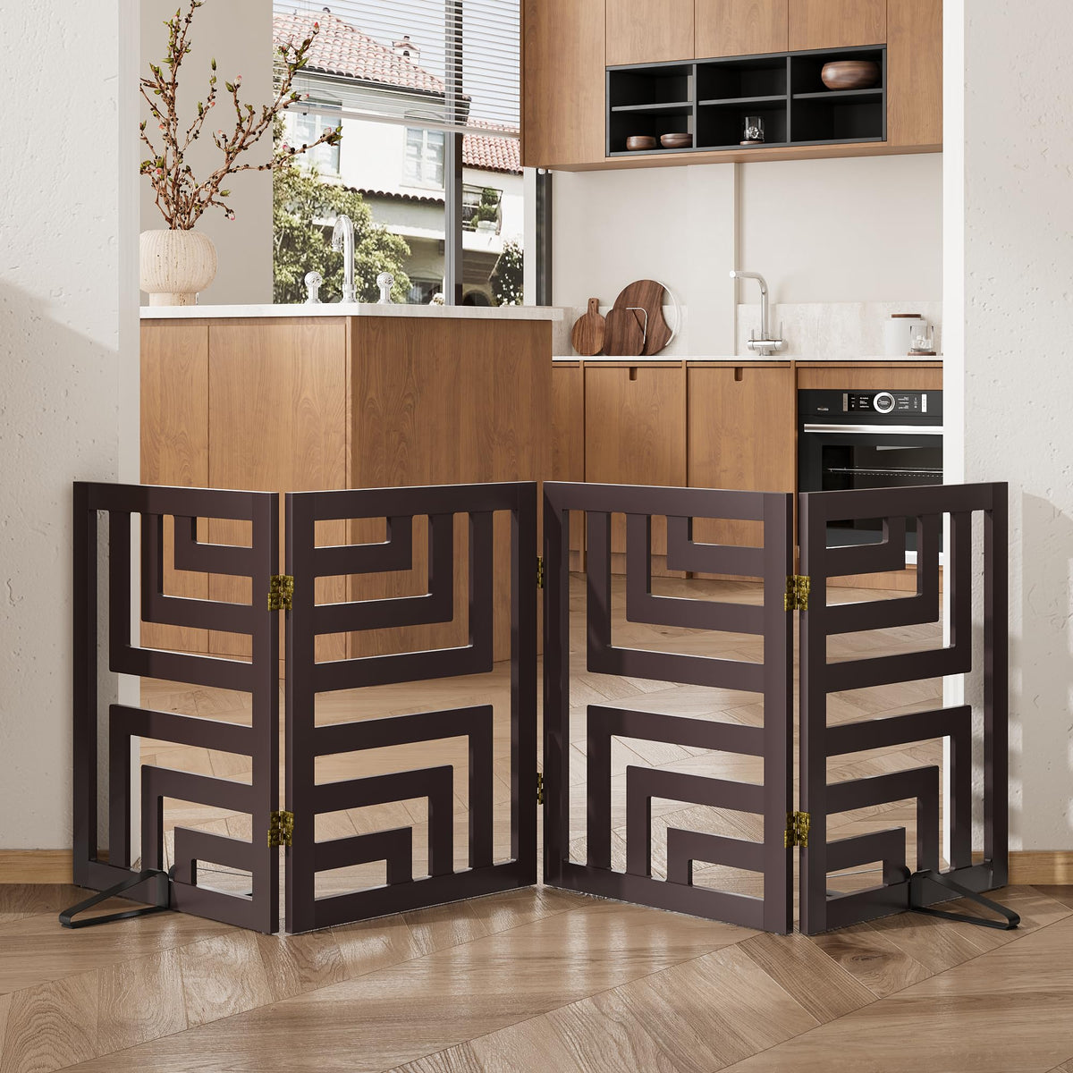 Dog Gate, Wooden Dog Gates for Doorways House and Stairs, Freestanding Pet Gate for Dogs, Puppy Fences Indoor