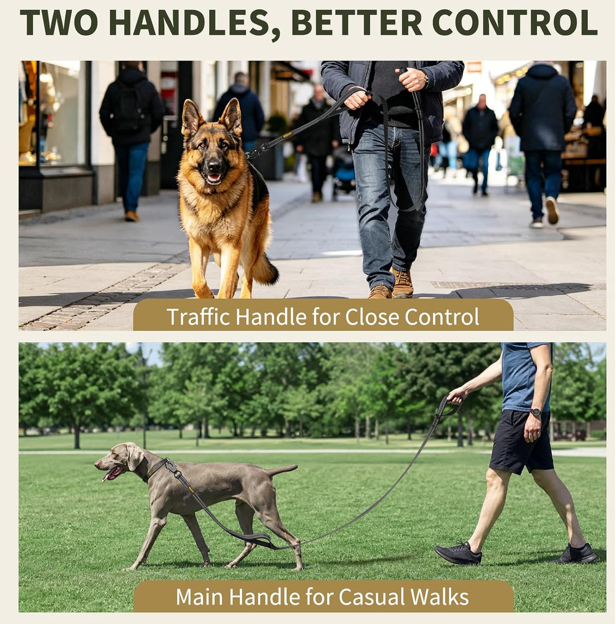 Mayerzon 6FT Tactical Heavy Duty Dog Leash No Pull with 2 Padded Handles