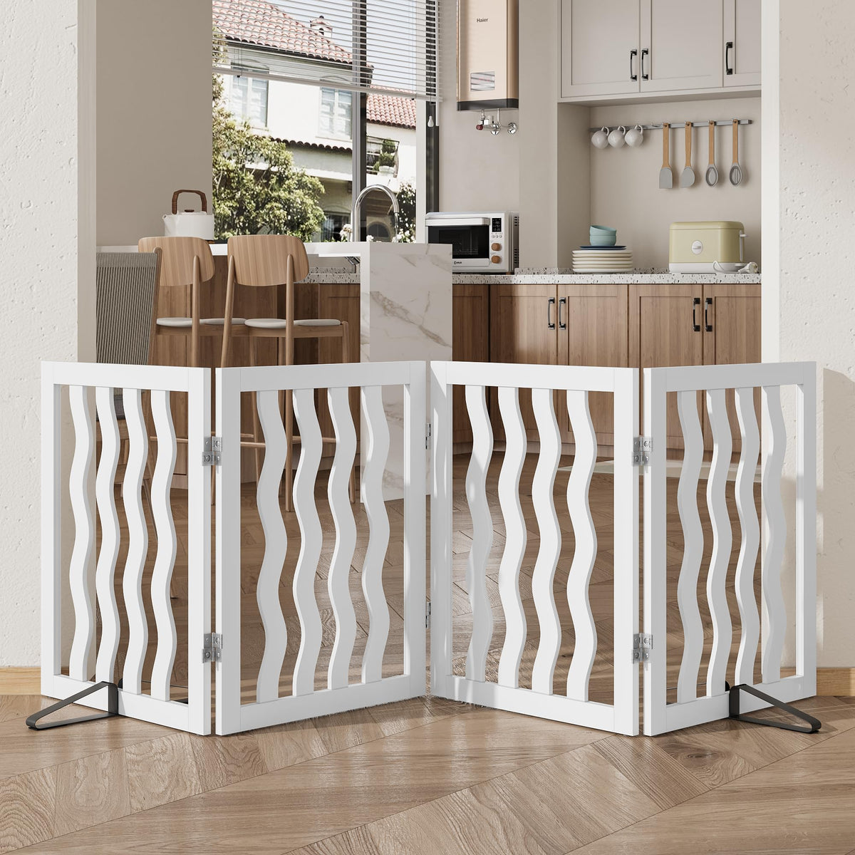 Dog Gate, Wooden Dog Gates for Doorways House and Stairs, Freestanding Pet Gate for Dogs, Puppy Fences Indoor