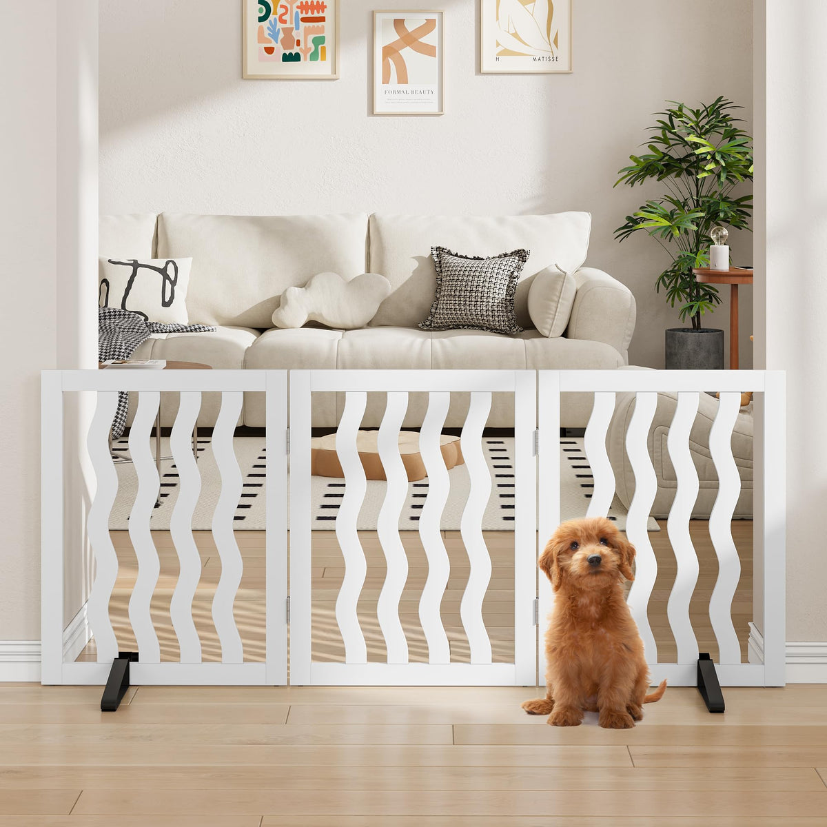 Dog Gate, Wooden Dog Gates for Doorways House and Stairs, Freestanding Pet Gate for Dogs, Puppy Fences Indoor