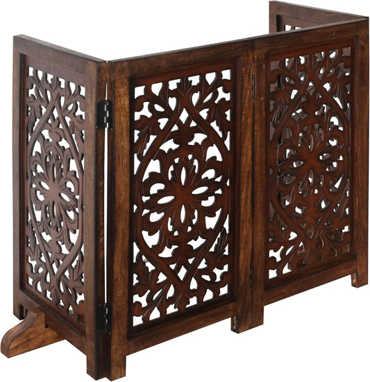 Freestanding Wood Pet Gate, 4-Panel, 56x28