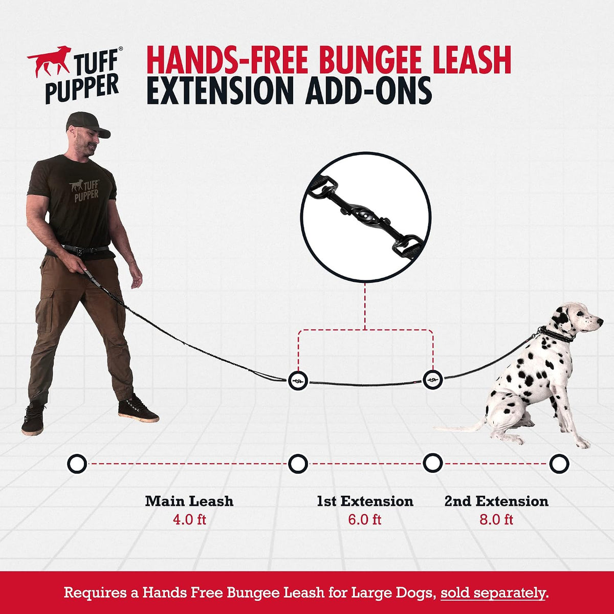 Tuff Pupper Hands Free Bungee Dog Leash, Waist Belt for Running & Walking